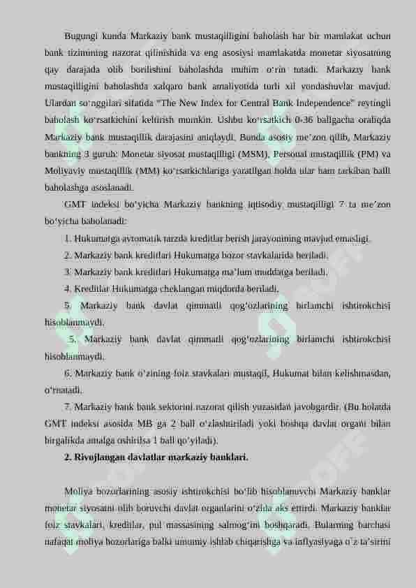 MARKAZIY BANKNING MUSTAQILLIGI 5