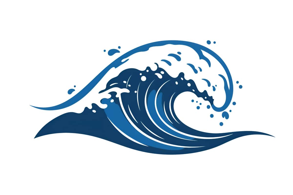 Dinamik okean toʻlqini tasviri, koʻpikli jonli koʻk raqamli sanʼat | Dynamic ocean wave illustration vibrant blue digital art with foam 1