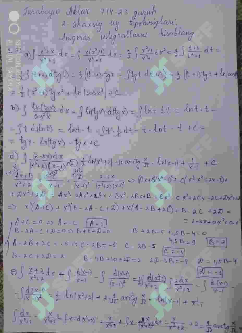 Aniqmas integralni hisoblash 2
