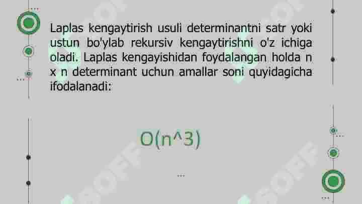 Determinatlarni hisoblash uchun bajariladigan amallar sonini hisoblash 7