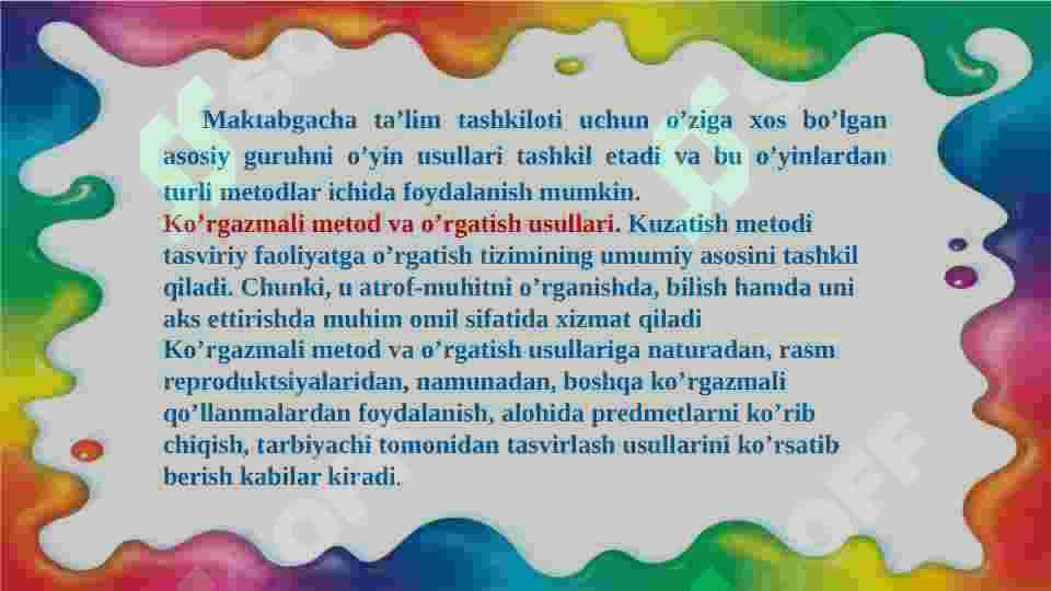 Maktabgacha yoshdagi bolalarda tasviriy faoliyatga orgatish metodlari 3