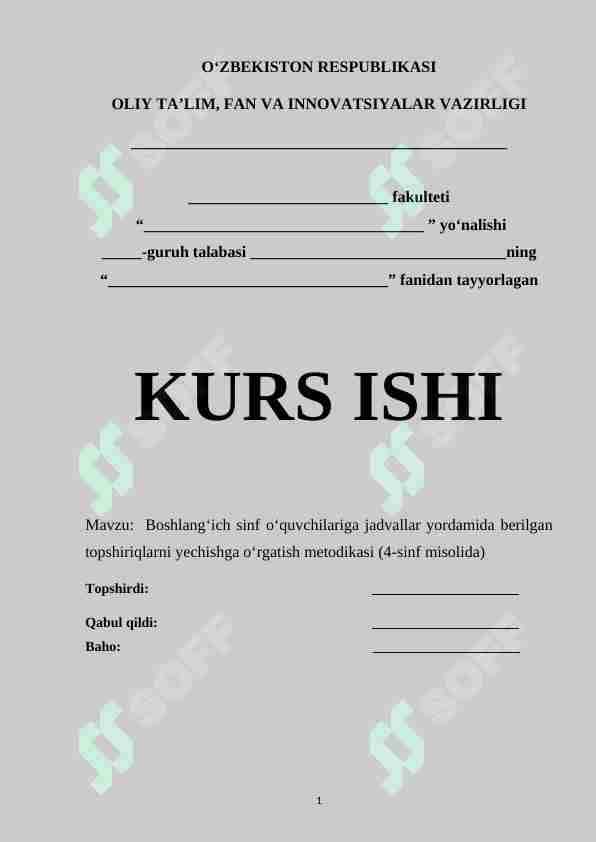 Boshlang‘ich sinf o‘quvchilariga jadvallar yordamida berilgan topshiriqlarni yechishga o‘rgatish metodikasi (4-sinf misolida)