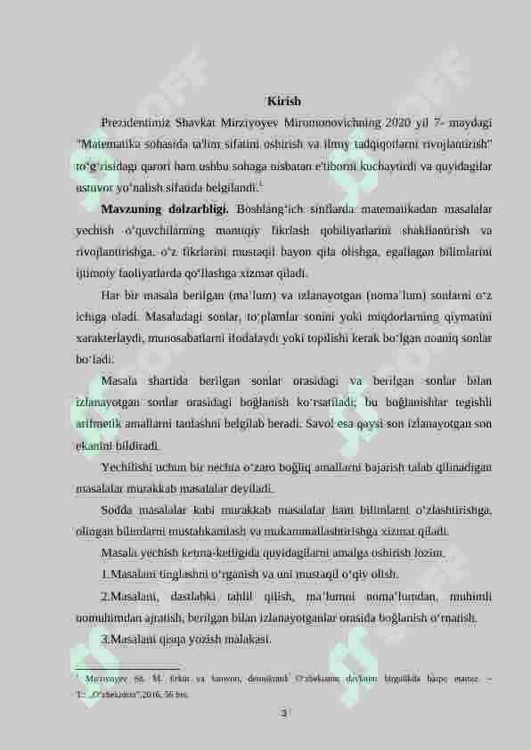 Boshlang‘ich sinf o‘quvchilariga jadvallar yordamida berilgan topshiriqlarni yechishga o‘rgatish metodikasi (4-sinf misolida) 3