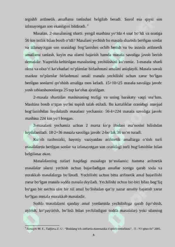 Boshlang‘ich sinf o‘quvchilariga jadvallar yordamida berilgan topshiriqlarni yechishga o‘rgatish metodikasi (4-sinf misolida) 6