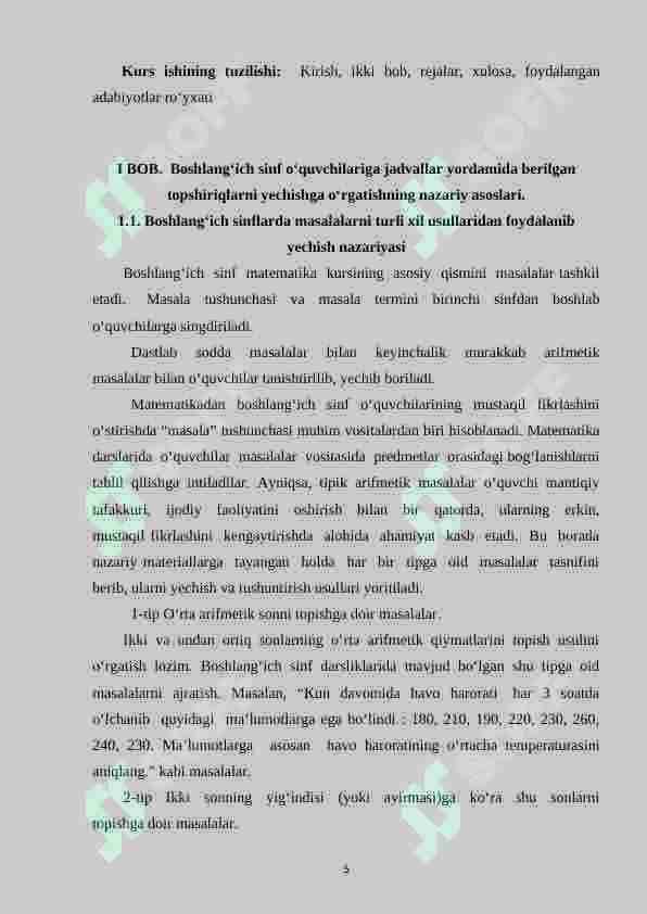 Boshlang‘ich sinf o‘quvchilariga jadvallar yordamida berilgan topshiriqlarni yechishga o‘rgatish metodikasi (2-sinf misolida) 5