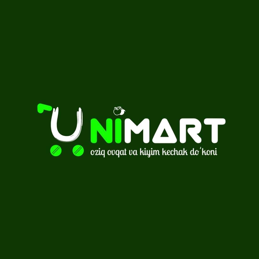 doʻkon va supermarketla uchun UNIMART universal market degan manodagi logo 1