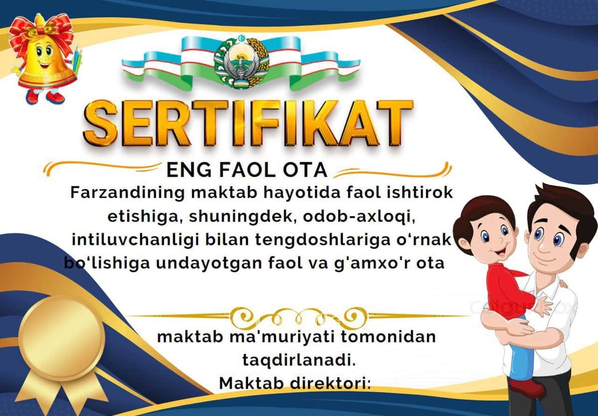 Sertifikat, maqtov yorligʻi shablonlari 2