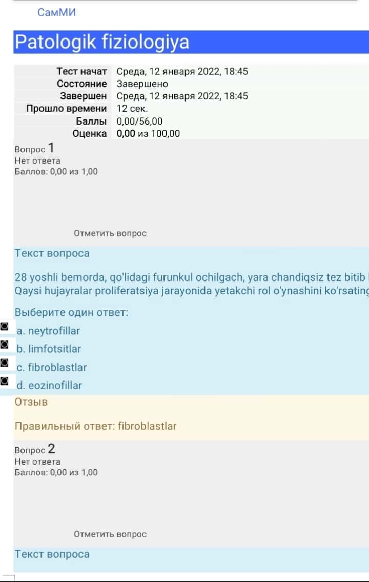 Patologik Fizaligiya  Test  orginal 2