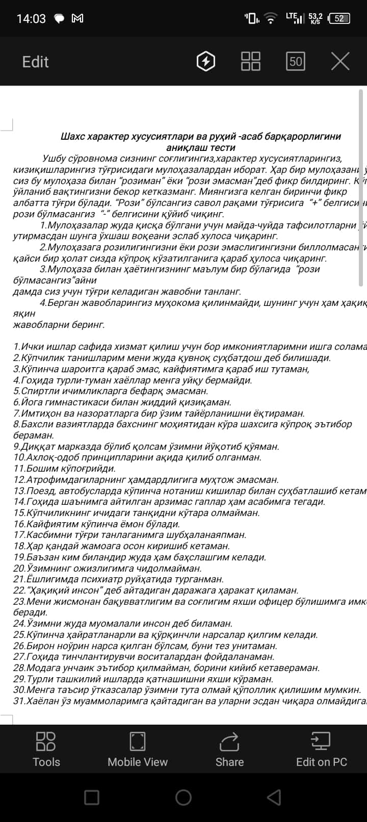 IIB ga krish testlari 1