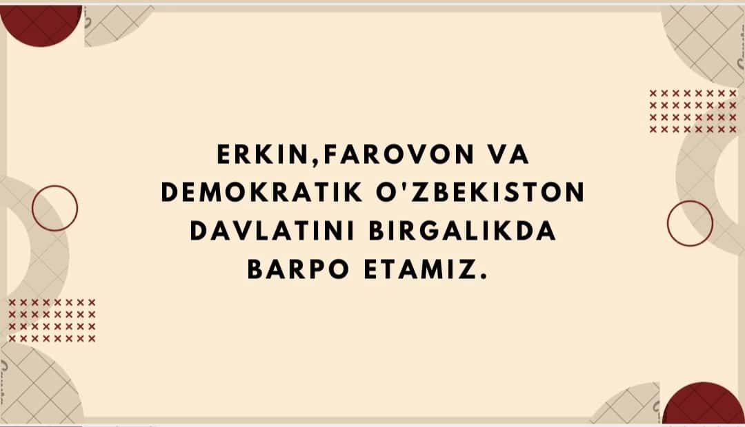 E R K I N , F A R O V O N   V A   
D E M O K R A T I K   O ' Z B E K I S T O N 
D A V L A T I N I 2