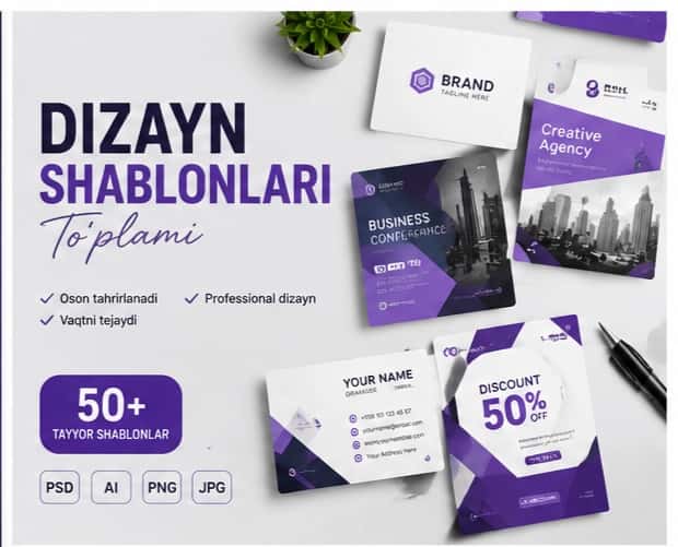 100+ Premium Brending Dizayn Shablonlari | PSD + PNG 1