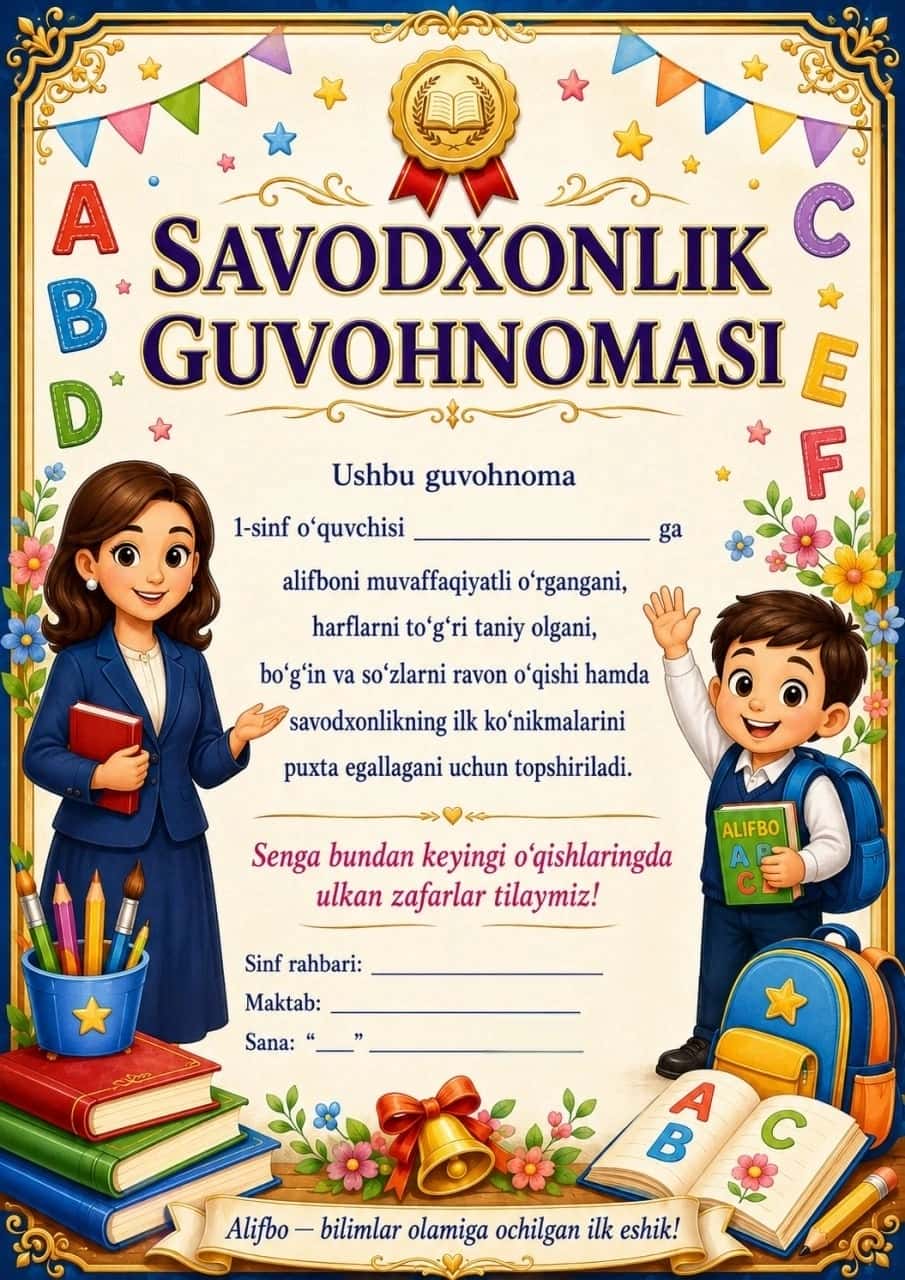 Savodxonlik guvohnomasi 2