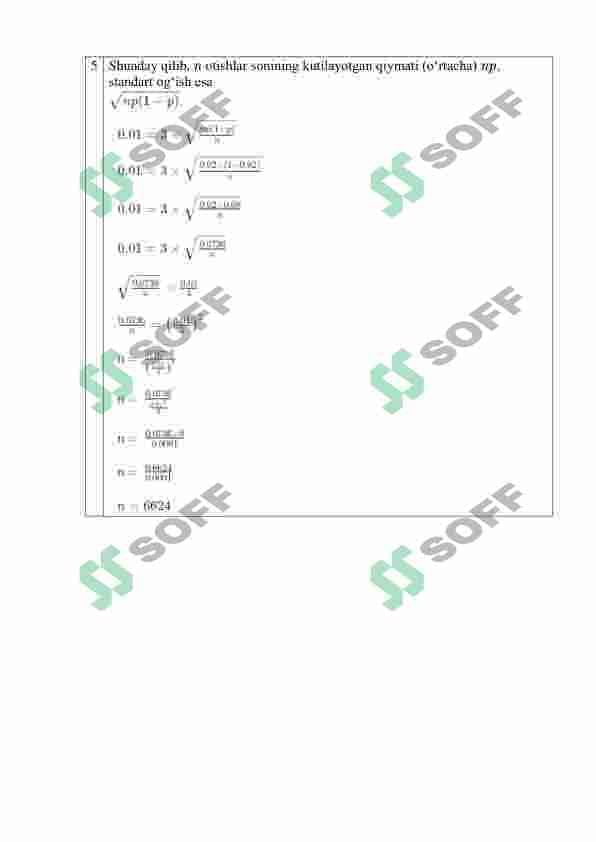 Sirtqi ta’lim yo’nalishi talabalarining   2-kurs, 4-semestri uchun  OLIY MATEMATIKA  fanidan  TOPSHIRIQLAR TO’PLAMI-4 2