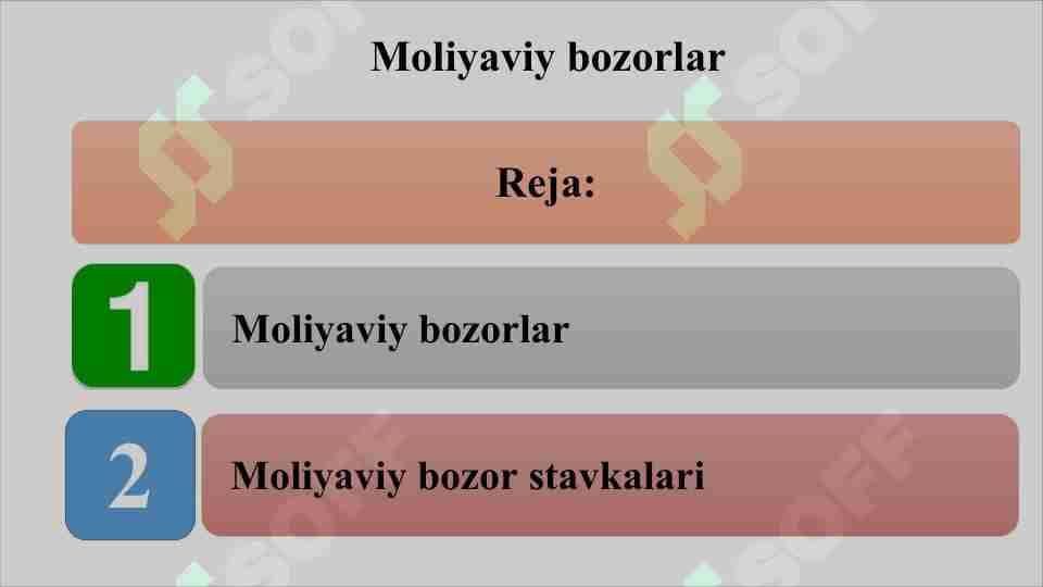 MOLIYA BOZORLARI 1