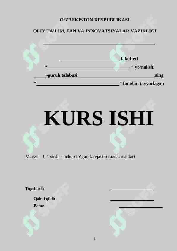 1-4-sinflar uchun to‘garak rejasini tuzish usullari 1