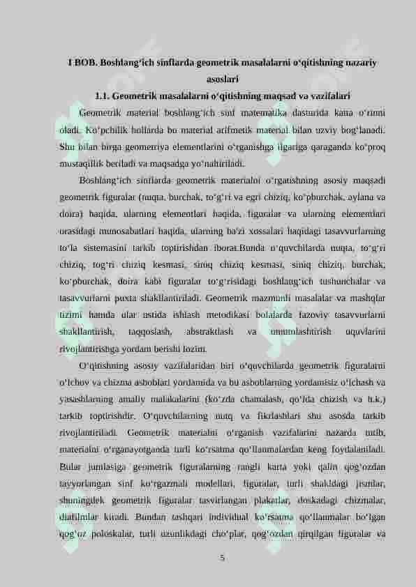 Geometrik mazmundagi masalalar va ularni o‘rgatish metodikasi (1-4 sinflar) 5