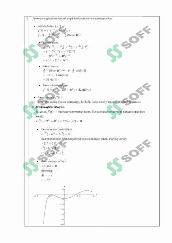 Sirtqi ta’lim yo’nalishi talabalarining 2-kurs, 4-semestri uchun OLIY MATEMATIKA fanidan TOPSHIRIQLAR TO’PLAMI-4 yechimi 1