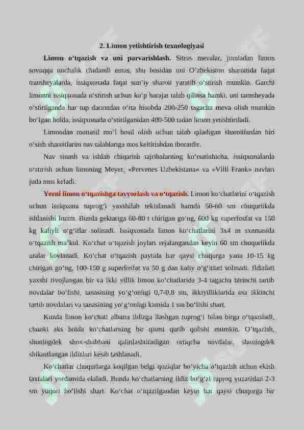 Limon yetishtirishning agrotexnik xususiyatlari 4