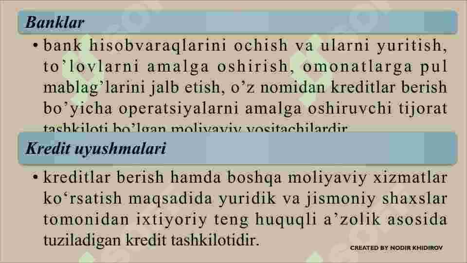 Moliyaviy vositachilar 7