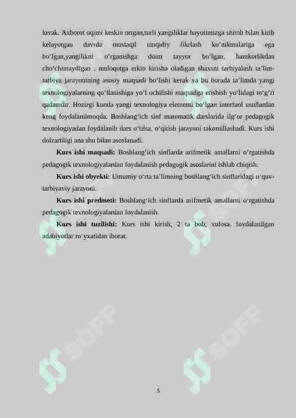 Algebraik mazmundagi masala va ularni o‘rganish metodikasi. (1-4 sinf misolida) 5