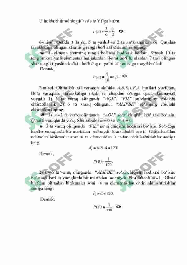 TO’LA EHTIMOLLIK VA BAYYES FORMULASI 7