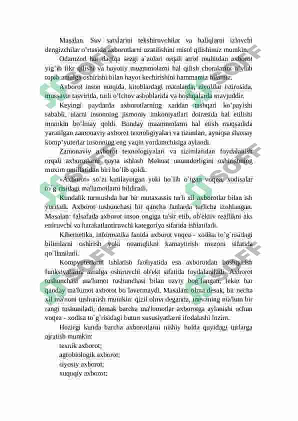 Axborot manbalari va zararli axborotlar tahdidi tushunchasi. Axborot is’temoli madaniyatini shakllantirishda -axborot texnologiyalariga oid bilimlarning o’rni 4