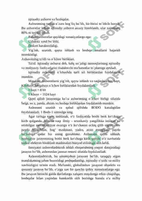 Axborot manbalari va zararli axborotlar tahdidi tushunchasi. Axborot is’temoli madaniyatini shakllantirishda -axborot texnologiyalariga oid bilimlarning o’rni 5