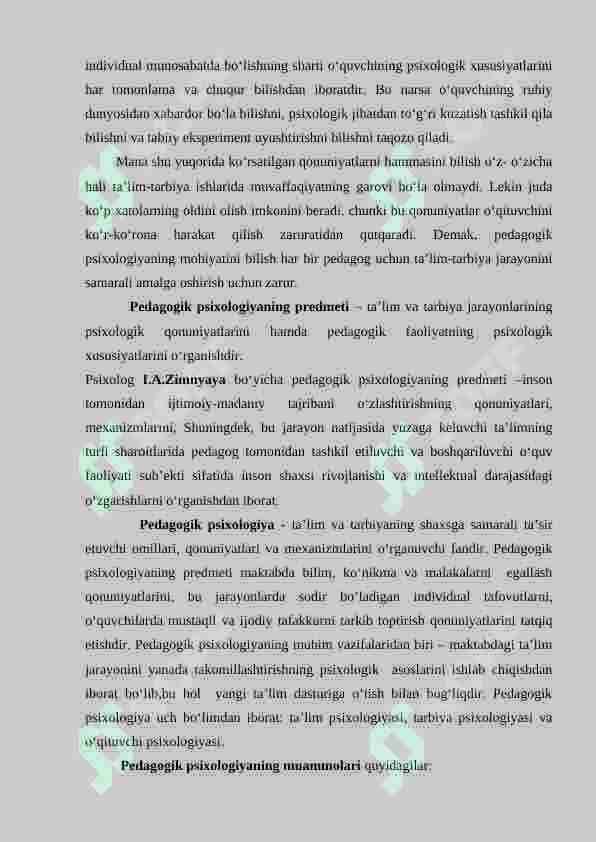 Yosh va pedagogik psixologiya fanining tadqiqot sohasi va muammolari 7