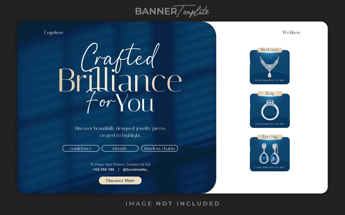 Nafis hashamatli zargarlik buyumlari ijtimoiy media veb-banner shablonlari professional | Elegant luxury jewelry social media web banner template professional 1