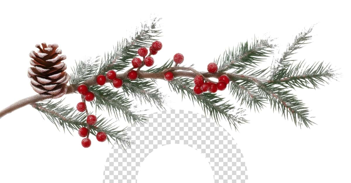 Qizil mevalar shaffof fon bilan Rojdestvo gulchambari | Christmas wreath with red berries transparent background 1