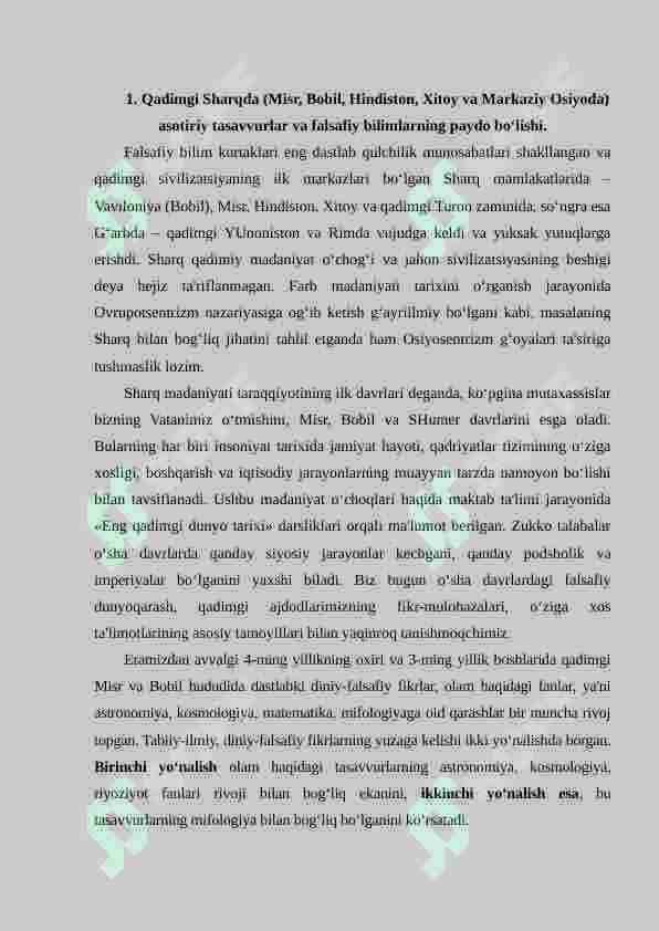 Falsafiy tafakkur taraqqiyoti bosqichlari: Sharq falsafasi 4