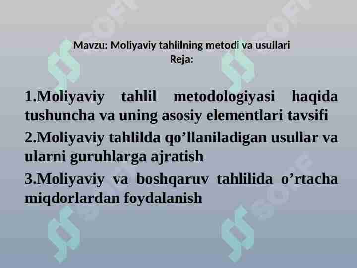 Mоliyaviy tahlilning metоdi va usullari 1