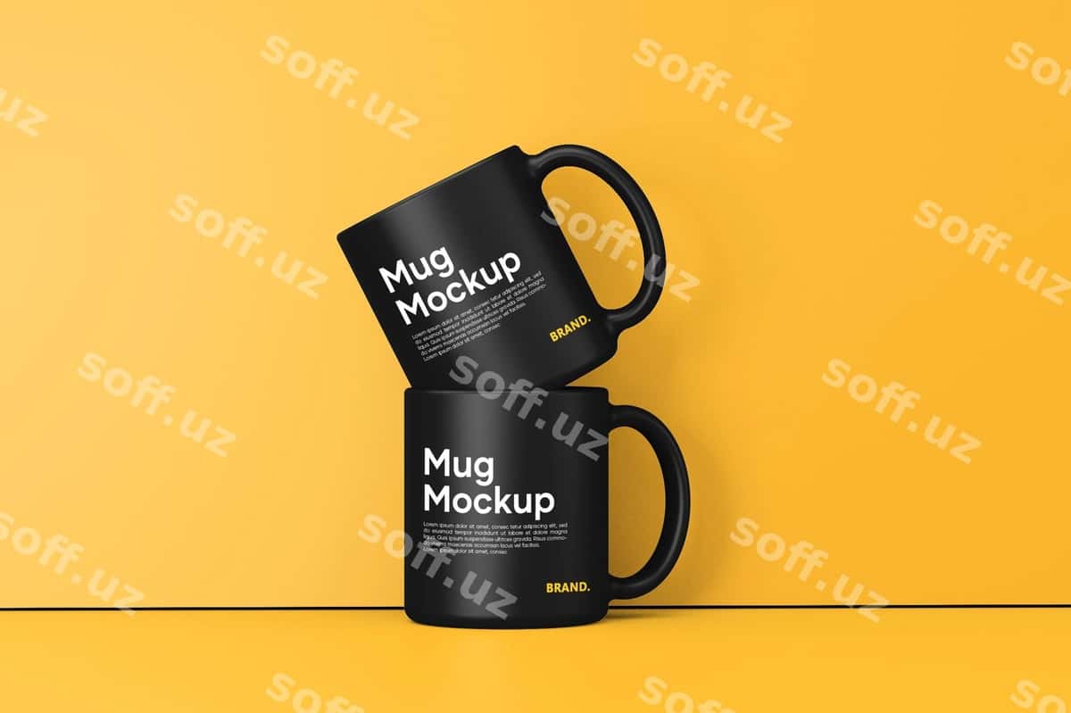 2 choy qoshiq namuna psd tahrir qilish mumkin | 2 mugs mockup psd editable 1