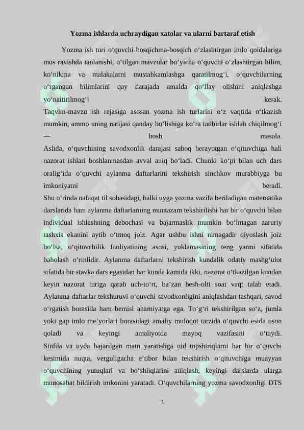 Yozma ishlarda uchraydigan xatolar va ularni bartaraf etish 1