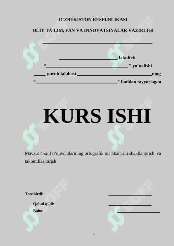 4-sinf oʻquvchilarining orfografik malakalarini shakllantirish  va takomillashtirish 1