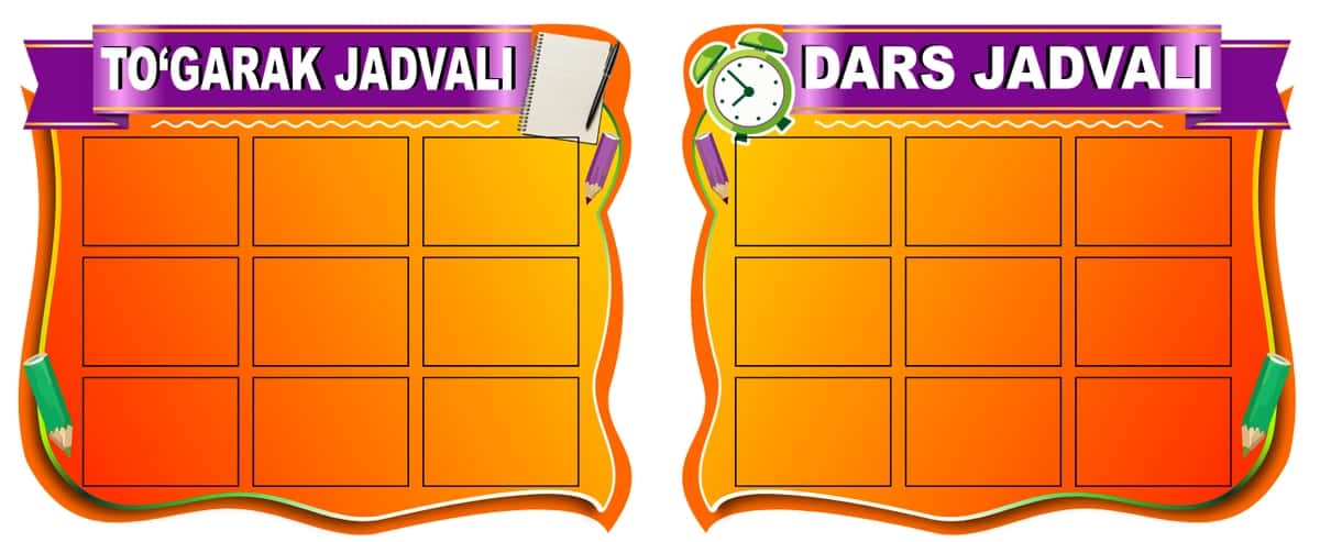 dars va tugarak jadvali stend 1