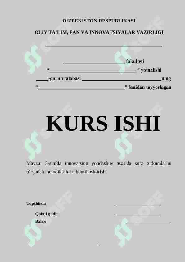3-sinfda innovatsion yondashuv asosida so‘z turkumlarini o‘rgatish metodikasini takomillashtirish 1