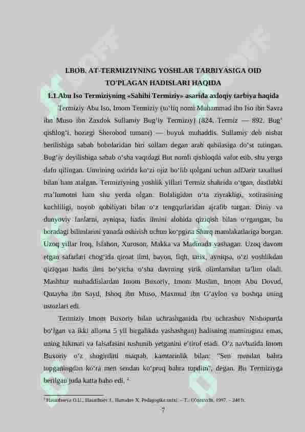 Yosh avlodni tarbiyalashda at-Temiziy ta'limotining o'rni 7