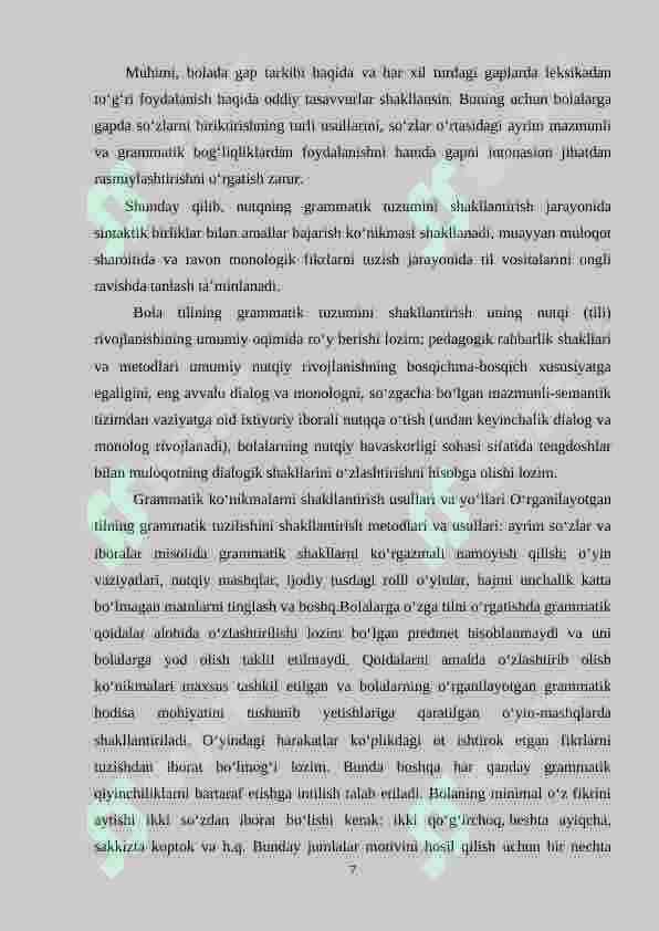Alifbe” darslarida nutq tovushlarini tahlil va tarkib qilish priyomlarining qo‘llanishi 7
