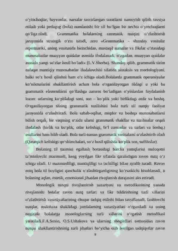Alifbe” darslarida nutq tovushlarini tahlil va tarkib qilish priyomlarining qo‘llanishi 8