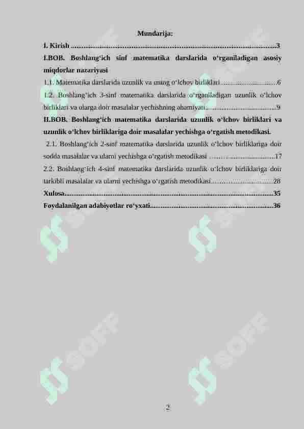 Uzunlik o‘lchovlarining nazariy asosi  va uni  o‘rganish metodikasi( 1-4 sinf  misolida) 2