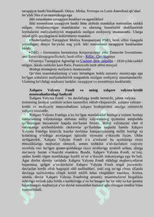 Xalqaro moliya institutlari, ularning maqsadi va funksiyalari 3