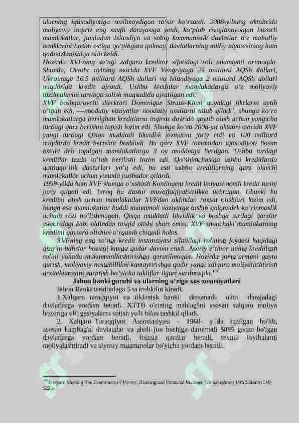 Xalqaro moliya institutlari, ularning maqsadi va funksiyalari 8