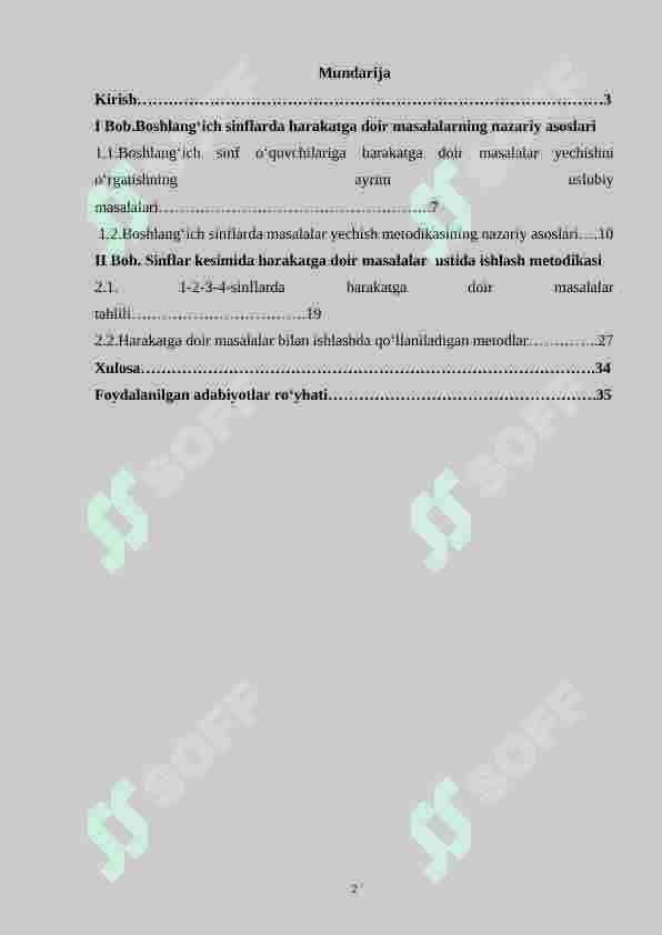 Harakatga doir masalalarni matematikadan boshlang‘ich sinflarda o‘rganish metodikasi 2