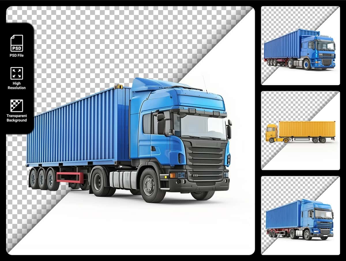 Tijorat yuk tashish konteyner yuk mashinasi izolyatsiya qilingan shaffof fon | Commercial shipping container truck isolated transparent background 1