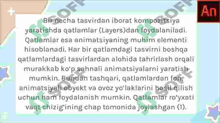 ADOBE ANIMATE DASTURIDA QATLAMLAR BILAN ISHLASH 2