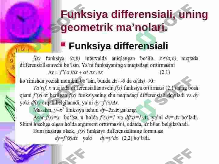 Funksiya, funksiyaning xossalari, funksiya differensiali 4