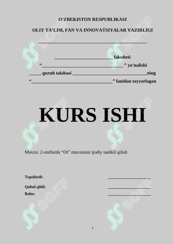 2-sinflarda “Ot” mavzusini ijodiy tashkil qilish 1