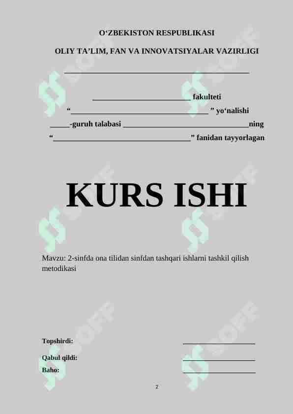 2-sinfda ona tilidan sinfdan tashqari ishlarni tashkil qilish metodikasi 1