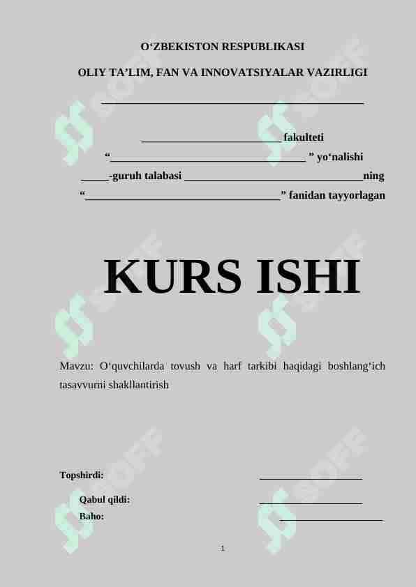 O‘quvchilarda tovush va harf tarkibi haqidagi boshlang‘ich tasavvurni shakllantirish 1